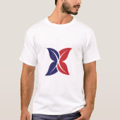 Red Blue Leaf X Modern Minimalist T-Shirt (Vorderseite)