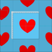 Red Blue Liebe Herz Gemustert Stoff (Kachel)