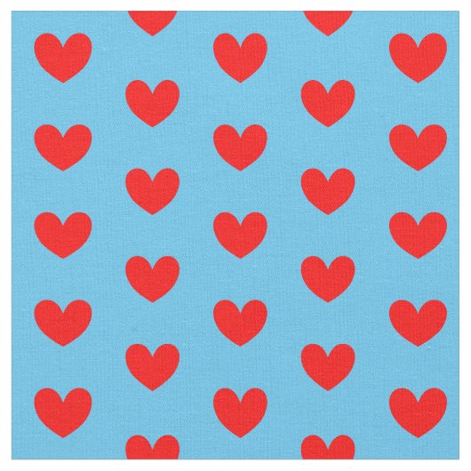Red Blue Liebe Herz Gemustert Stoff (Nahaufnahme)