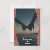 Red Blue Liebe Typografie Border Save The Date (Rückseite)