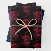 Red Blue & Lila Asian Dragons Collection Geschenkpapier Set (Beispiel)