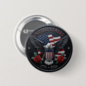Red & Blue Metallic Texture USA Semiquincentennial Button (Vorne & Hinten)