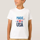 Red Blue Minimalistisch Made in USA Independence D T-Shirt (Vorderseite)