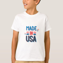 Red Blue Minimalistisch Made in USA Independence D T-Shirt
