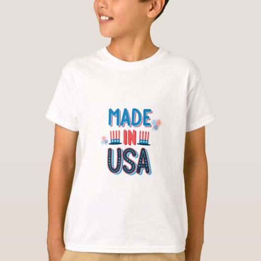Red Blue Minimalistisch Made in USA Independence D T-Shirt (Vorderseite)