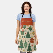 Red Blue Mitte Jahrhundert Modernes Holiday Retro Schürze (Getragen)