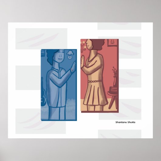 Red & Blue modern art  Poster (Vorne)