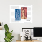 Red & Blue modern art  Poster (Heimbüro)
