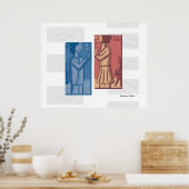 Red & Blue modern art  Poster (Küche)