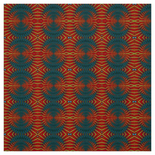 Red Blue Modern Ethnic Textile Tribal Print Trippy Stoff (Muster)