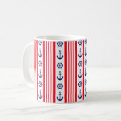 Red Blue Nautical Anchors Ships Wheels Sail Kaffeetasse (Vorderseite Links)