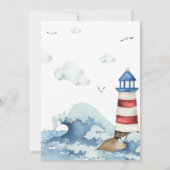 Red Blue Nautical Baby Dusche Einladung (Rückseite)