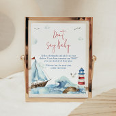 Red Blue Nautical Baby Dusche Say Baby nicht Poster