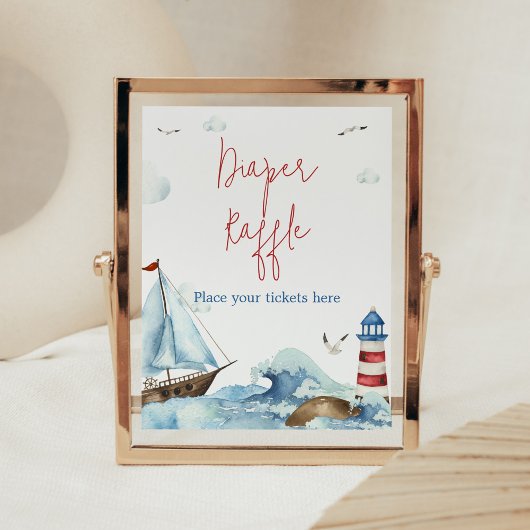 Red Blue Nautical Baby Dusche Windelwanne Poster