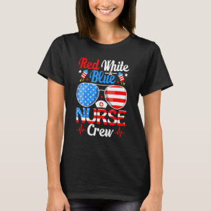 Red Blue Nurse Crew Sonnenbrille 4. Juli 9 T-Shirt
