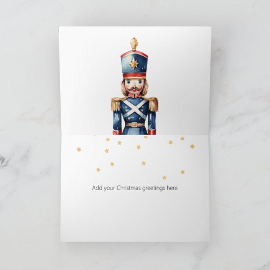 Red & Blue Nutcracker Frohe Weihnachten Karte (Innenseite)