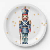 Red & Blue Nutcracker Frohe Weihnachten Pappteller (Vorderseite)