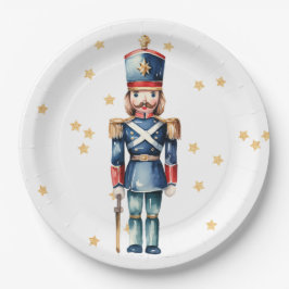 Red & Blue Nutcracker Frohe Weihnachten Pappteller