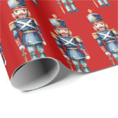 Red & Blue Nutcracker Weihnachten Geschenkpapier (Rolleneckpunkt)