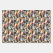 Red Blue Orange Christmas Forest Village Geschenkpapier Set (Vorderseite)
