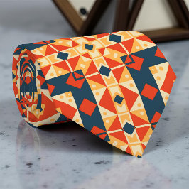 Red Blue Orange Geometric Marokkanisches Hispanic  Krawatte