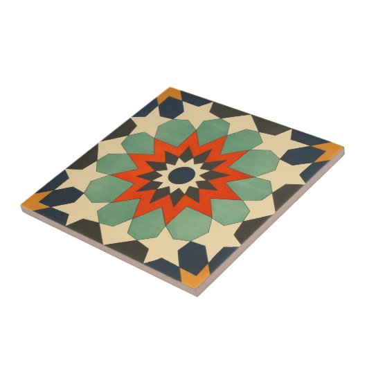 Red Blue Ornament Keramik Fliese (Seite)