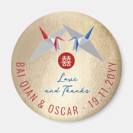 Red & Blue Paper Cranes asiatische Hochzeitsfeier  Magnet