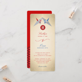 Red & Blue Paper Cranes Origami chinesische Hochze Einladung