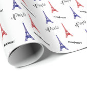 Red Blue Paris Geschenk Wrap Wrapping Papier Frank Geschenkpapier (Rolleneckpunkt)