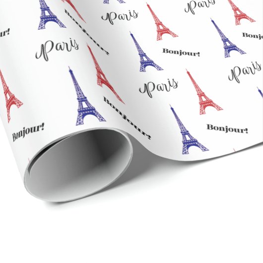 Red Blue Paris Geschenk Wrap Wrapping Papier Frank Geschenkpapier (Rolleneckpunkt)