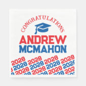 Red & Blue Personalisiert Graduation Party Paper Serviette (Vorderseite)