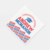 Red & Blue Personalisiert Graduation Party Paper Serviette (Ecke)