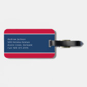 Red Blue Personalisiert Monogram Golfer Gepäckanhänger (Rückseite horizontal)