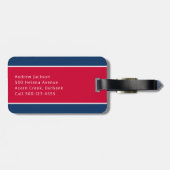Red Blue Personalisiert Monogram Golfer Gepäckanhänger (Rückseite horizontal)