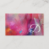 RED BLUE PINK ABSTRAKT WATERCOLOR Ruby Gemstone Visitenkarte (Rückseite)