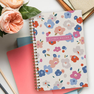 Red Blue Pink Gray Blues Spiral Bound Notebook Notizblock