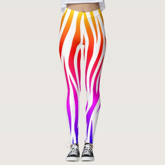 Red Blue Pink Stripe Tierdesign (bearbeiten) Leggings (Vorderseite)
