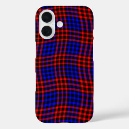 Red Blue Plaid Checker Seamless Pattern iPhone 16 Hülle