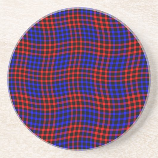 Red Blue Plaid Checker Seamless Pattern Getränkeuntersetzer (Vorne)
