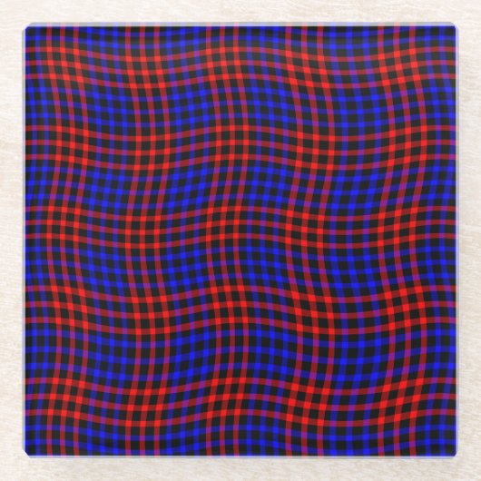 Red Blue Plaid Checker Seamless Pattern Glasuntersetzer (Vorderseite)