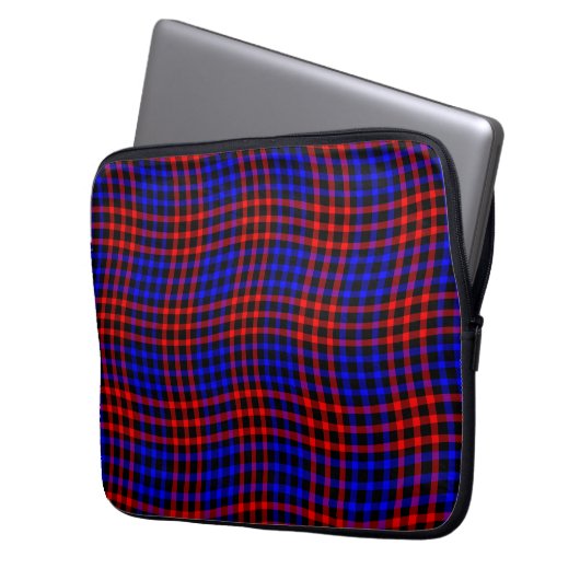 Red Blue Plaid Checker Seamless Pattern Laptopschutzhülle (Vorderseite Links)