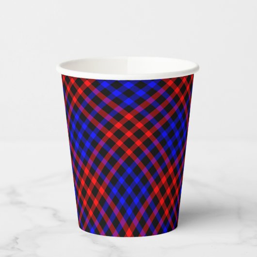 Red Blue Plaid Checker Seamless Pattern Pappbecher (Links)
