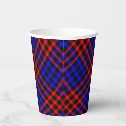 Red Blue Plaid Checker Seamless Pattern Pappbecher (Rechts)