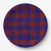 Red Blue Plaid Checker Seamless Pattern Pappteller (Vorderseite)