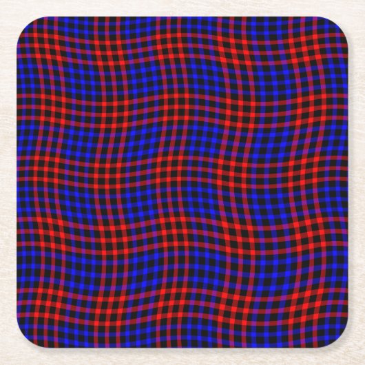 Red Blue Plaid Checker Seamless Pattern Rechteckiger Pappuntersetzer (Vorderseite)