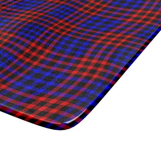 Red Blue Plaid Checker Seamless Pattern Schneidebrett (Ecke)