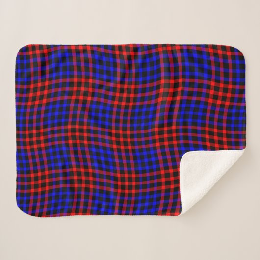 Red Blue Plaid Checker Seamless Pattern Sherpadecke (Vorderseite (Horizontal))