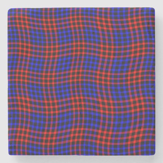 Red Blue Plaid Checker Seamless Pattern Steinuntersetzer (Vorderseite)