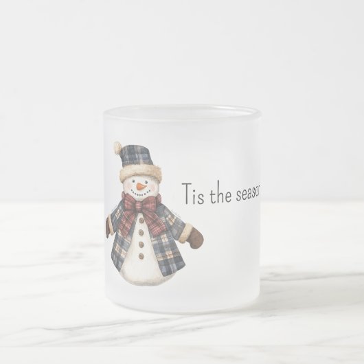 Red Blue Plaid Christmas Snowman Mattglastasse (Mittel)