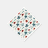 Red Blue Poinsettia Winter Serviette (Ecke)
